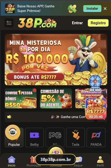 App 38P em funcionamento — tela inicial com Mina Misteriosa